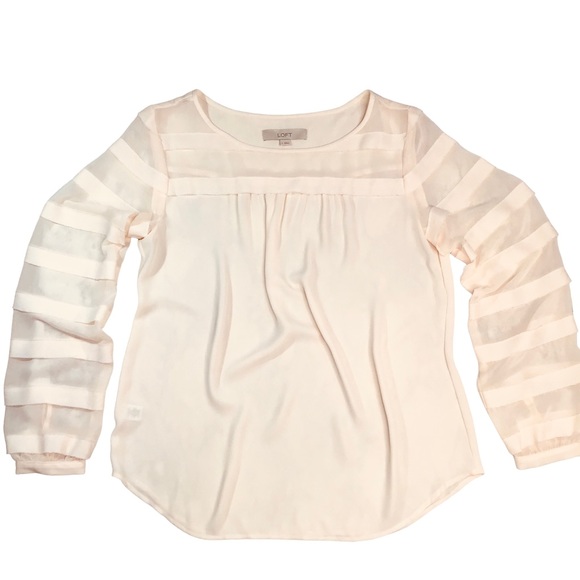 LOFT - Semi Sheer Light Apricot Long Sleeve Blouse - S (Fits like A Medium) - Picture 11 of 16